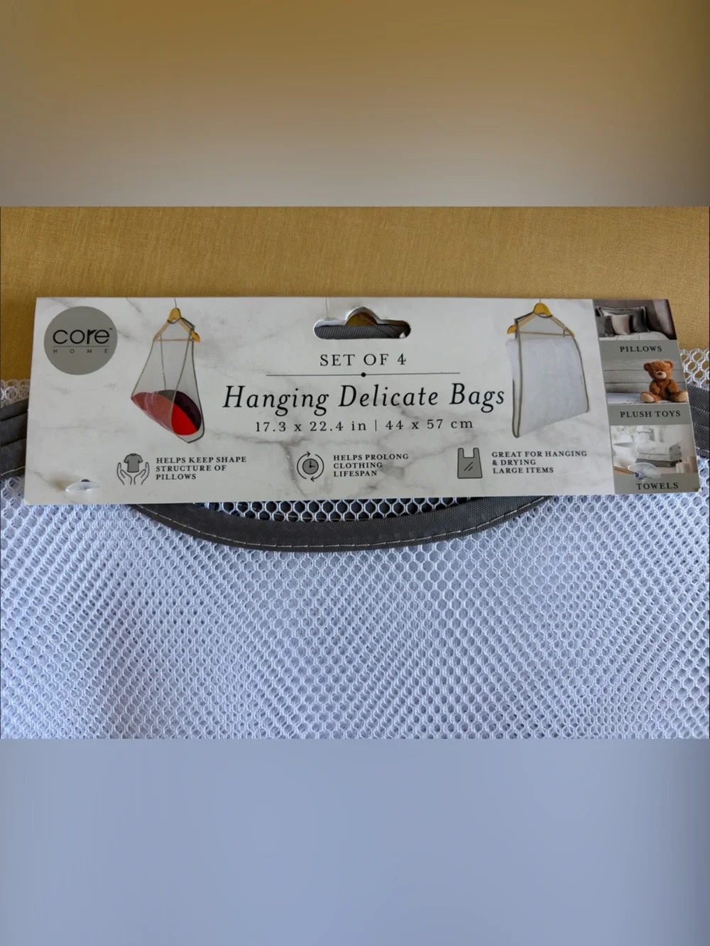 Gray Mesh Hanging Delicate Bags - Set of 4